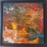 Abdelaâli Benchekroun, Entre ciel et mer, Acrylique et résine sur toile, 58x55, 2022
